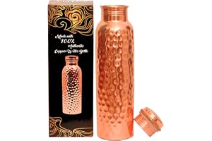 Kopparvattenflaska – 36 oz – handgjord ayurvedisk 100% ren kopparvattenflaska för att dricka