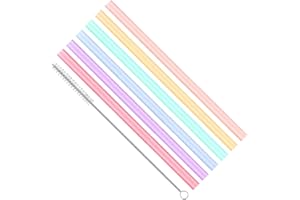 QHFlashbuy Pajitas de Silicona 6 Piezas Pajitas Reutilizables,Coloridas Silicona Pajitas Plegable Ecológico con Cepillo de Limpieza para Bebidas Frías Juice Coffee Cóctel