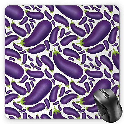 Preisvergleich Produktbild HYYCLS Eggplant Mauspads, Delicious Aubergines in Abstract Representaiton Fresh Dish Healty Food Vegetable, Standard Size Rectangle Non-Slip Rubber Mousepad, Purple White