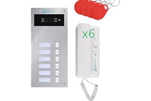 SISTEMAS ATIS PRO Kit interphone Audio 2 Fils pour immeuble – Anti-vandalisme avec Lecteur RFID – Kit Complet avec combinés et Alimentation – Installation encastrée ou en Surface – Très Facile à Installer