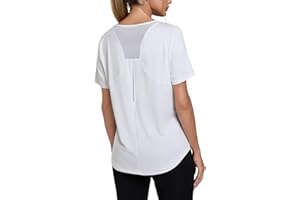 Crewhpo Maglietta Sportiva Donna Traspirante Maglia Tecnica Girocollo Maglia Trekking Indietro in Rete Magliette Tecniche Asciugatura Rapida Maglie Palestra per Yoga Tennis Golf Running S-XXL
