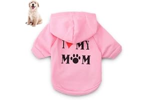 Macabolo - Vestiti per cani di piccola taglia con scritta stampata I Love My Mom, felpa con cappuccio per cuccioli o cani di piccola taglia in misto cotone con cappuccio per autunno-inverno