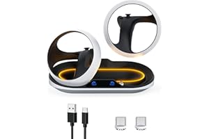 FIEHDUW Charging Station for PSVR 2 Controllers, Fast PSVR2 Charging Dock with 2 Magnetic Type-C Connectors, PS VR2 Controller Charging Station with LED Indicator and Type-C Cable