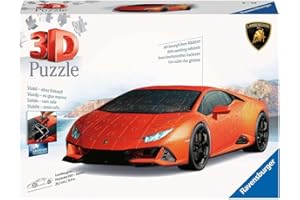 Ravensburger - Puzzle 3D Véhicules - Lamborghini Huracan Evo Edition Orange avec Grille de Construction - A partir de 8 Ans - 108 pièces numérotées à Assembler sans Colle - Accessoires Inclus - 11571