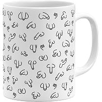 OM3® Divertente tazza da caffè con seni Tette Tazzina da caffè modello Doodle | Tazza in ceramica | 11oz 325 ml | stampa completa | rosa