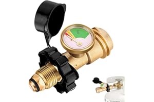 Guirfly1N1 Propane Tank Gauge Adapter Convert POL to QCC1 Type 1, Gas Bottle Level Indicator, Universal LPG Gas Level Indicator for BBQ, RV, Heater, Leak Detector Brass Fittings