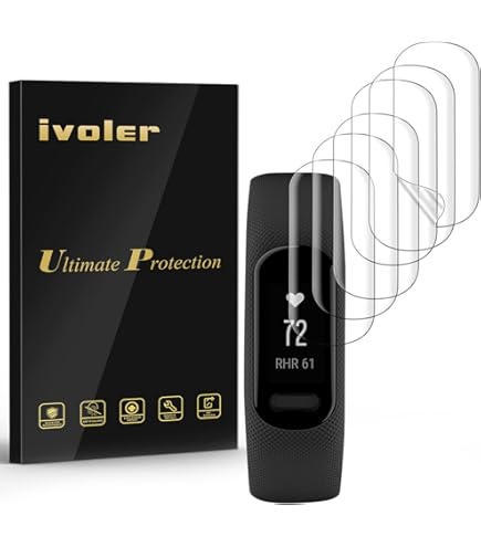 Lot De 3 Films Protecteurs D'écran Tznzxm Pour Montre Connectée Garmin Vivosmart 5, Couverture Complète 3D à Bords Incurvés Et Anti-rayures, Anti- Bulles, Film PET Transparent