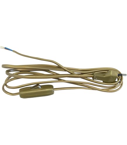 POLY POOL Nachttischlampen-Kabel 1,5 M Gold – 2-polig Mit Schalter & Stecker Für Lampen