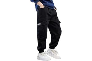 VUNCIO Pantalon Cargo Enfant Garçon Taille Elastique Large 3-16 Ans Pantalon Ample Adolescente Garcon Hiver Chic Pas Cher Confortable Casual Sport Jogging Streetwear Sweatpants