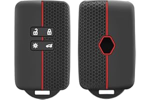 Happyit Silikonowe etui na kluczyki samochodowe kompatybilne z Renault Koleos Kadjar Megane Talisman Captur Espace Clio 2016-2023 Dacia Duster 2023 4 przyciski (czarna + czerwona linia)