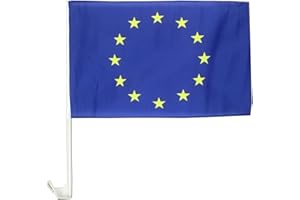 AZ FLAG Bandera de Coche Europa 45x30cm - Banderina Auto Union Europea - Uu.Ee 30 x 45 cm, Banderita ventana coche, Car Flag