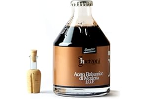 Aceto Balsamico di Modena IGP GUERZONI - Serie Bio Bronzo – Leggermente Denso - Biologico, Biodinamico (Demeter), Vegano, Vegetariano, senza OGM – Acidità 6% - 1 Bottiglia da 250 ml Incluso Tappo Dosatore
