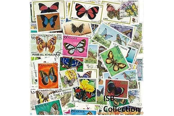 Papillons 100 Timbres de Collection différents