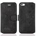 Produktbild JAMMYLIZARD Lederhülle für iPhone SE und iPhone 5 / 5s | Ledertasche [ Wallet Tasche Series ] Wild-Leder Book Case Hülle Flip Cover Schutzhülle mit Kartenfach, Schwarz