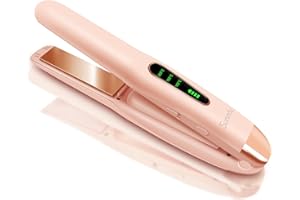 SUNMAY Voga Plancha Pelo Inalambrica 2 en 1, Plancha de Pelo y Rizador de Titanio Portátil, Mini Plancha Pelo Viaje USB 5000 mAh, 3 Niveles de Temperatura, Calentamiento Rápido (Rosa)