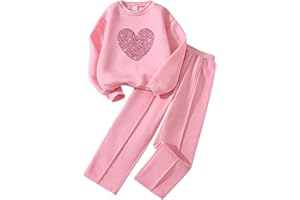 SoLu DAY8 Kids Tracksuit Set Girls Long Sleeve Crop Top Pullover Sweatshirt and Trousers Clothing Sets for Girls Trendy Spring Winter Cute School Casual Jogging Sport Streetwear Age 5-6 Years