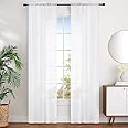 Sheer Curtains White 95 Inches, Window Treatments Rod Pocket Sheer Curtain Drapes for Living Room, Bedroom, Voile Sheer Curtain Panels for Patio, Villa, Parlor, Sliding Door, Set of 2, 52x95 Inches.