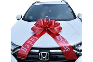 Chexin Riesige Große Rote Schleife für Auto Geburtstag，Happy Birthday，Geschenkschleife Große - XXL 76 cm / 30", Riesige Autoschleife, Große Masche, Car Bow für Fahrrad，und Schleife mit 185 cm Bänder