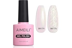 AIMEILI Żelowy lakier do paznokci Pearl Effect, Transparent Pearl Shimmer Shiny Glitter Gel UV LED Soak Off Pearl Gel Polish - (174) 10ml