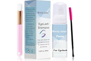 WENDY LASHES Shampoo per Ciglia per Extension Ciglia, 60ml Detergente per Ciglia Extension, Pulitore per Ciglia Pulitore di Schiuma Con Pennello Morbido (Lash Shampoo-60ml)