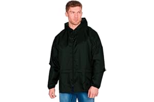 Style It Up Unisex Plain Rain Coat Mac Kagoul Jacket Water Proof Hooded Cagoul Adults Pac UK