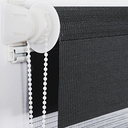WOLTU VH5526an-a Duo Rollo Doppelrollo , Seitenzugrollo Easyfix , lichtdurchlässig und verdunkelnd , Klemmfix ohne Bohren , Anthrazit , 65cmx150cm - 2