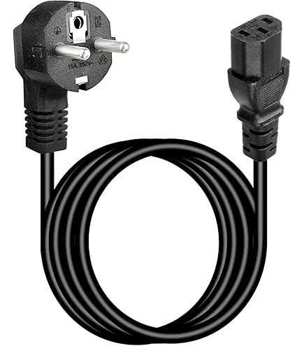 Cordon D'alimentation Secteur Coudé 2 Pôles + Terre CEE7 / IEC C13 - 1.80 M Noir - Neuf (ouvert)