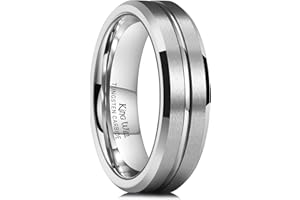 King Will - Alliance en carbure de tungstène 6 mm / 8 mm pour homme et femme, noire, dorée, bleue ou grise, avec rainure, résistante aux rayures, confortable et robuste