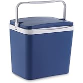 MARCPRINT Portable Hard Beach Fridge L &ndash; White and Blue Polypropylene &ndash; Resistant and Durable Ideal for Camping, Barbecues, P