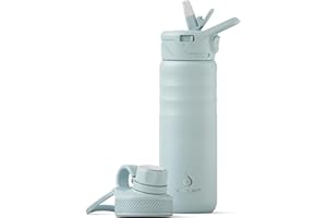 IDEUS Vacuum Insulated Water Bottle, Stainless Steel Double Wall Flask Metal Sports Canteen with Leak-Proof Screw Cap (Light Blue, 24oz (710ml))