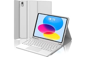 FOGARI Teclado con Touchpad para iPad A16 11 Generación/10 Generación 2025/2024, Funda con Español Ñ Teclado para iPad 10.ª/11.ª Generación 2024/2025 Bluetooth con Trackpad, Gris Claro