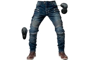 SHUOJIA Uomo Moto Pantaloni Jeans con Protezione Motorcycle Biker Pant 4 X Attrezzature di Protezione