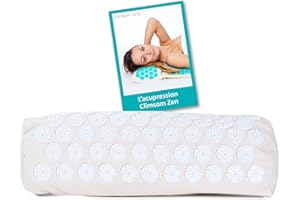 CLIMSOM ZEN- Coussin acupression et thermothérapie, textile et garnissage 100% bio, garnissage épeautre, fourni avec livret conseil (Blanc)