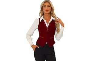 Allegra K Waistcoat for Women's Steampunk Velvet Vintage 2025 Sleeveless Blazer Dressy Suit Vests