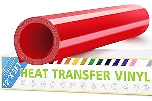 Artcut 12 x 5ft HTV Vinyl Rolls, Heat Transfer Vinyl for Fabric, Shirts & All Surfaces - Easy Cut, Permanent (Red)