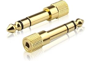 AIGITAL Adaptateur Jack 3,5 mm Femelle vers 6,35 mm Mâle | Stéréo Plaqué Or | Auxiliaire Stéréo 6,35 mm vers 3,5 mm-pour Piano, Guitare, Amplificateur, Clavier, Table de Mixage, Casque Audio,Table Mixage