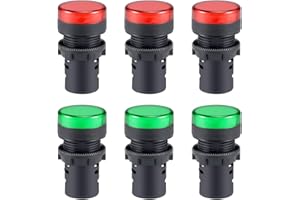UXCELL sourcing map 6Pcs Red Green Indicator Light AC/DC 24V, 22mm Panel Mount, for Electrical Control Panel, HVAC, DIY Projects