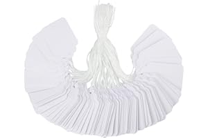 jijAcraft | Etiquetas Precio con Cuerda | 500 Piezas | 30mm x 48mm | Etiquetas de Marcado Blancas para Joyeria Ropa | Etiquetas Regalo