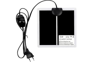 Terrariumvärmematta, 15 x 14 cm, 5 W, 220 V-240 V – perfekt för reptiler och små djur, justerbar temperatur från 0 till 35 grader, hållbart och vattentåligt material
