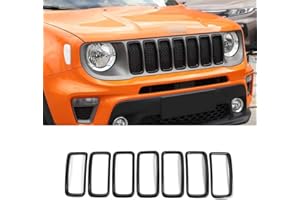 NAKEE Coperchio inserto griglia anteriore auto ABS, rivestimento inserti griglia 7pcs per Renegade 2019-2023, 21.5 x 10cm Nero
