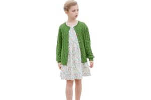 SMILING PINKER Mädchen Aran Strickjacke Jungen Kinder Gestrickt Rundhals Baumwolle Grobe Pullover Jacke mit Knopf