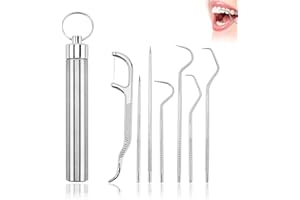 JIANYH 7 Pcs 304 Stainless Steel Toothpick Set, Toothpicks Metal Toothpick Reusable Toothpick, Portable Metal Toothpicks Holder for Outdoor Picnic Camping and Travel