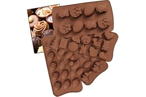 CHMMY Moule chocolat paques en silicone, 4 pièces Moule à chocolat en silicone antiadhésifs, Facile à Démouler, pour Chocolats Maison, bonbons, gelée, glaçons, Décoration de Gâteau