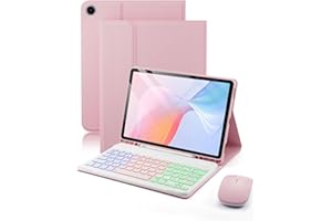 MICROTUNK Clavier Souris Coque Pour Samsung Galaxy Tab A9+ Plus (2023) / Tab A11+ Plus (2025) 11 Pouces Étui Avec Bluetooth sans fil Français (AZERTY) Rétroéclairé Clavier Protection Backlight Keyboard Case