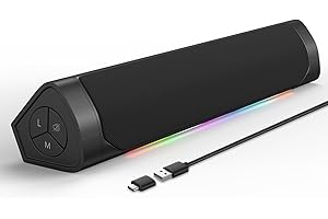 ADELGO PC Lautsprecher, Bluetooth Gaming-Lautsprecher mit RGB Beleuchtung, USB Soundbar Stereo Sound Computer Boxen für PC Desktop, Laptop, Smartphones, USB-betrieben