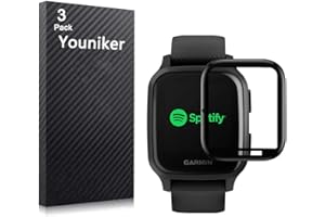 Youniker 3 Pack Compatible with Garmin Venu Sq Screen Protector Film Compatible with Garmin Venu Sq GPS Smartwatch Screen Protectors Foils 3D Full Coverage Screen Cover