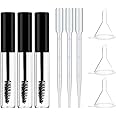 Azonee 10ml Empty Mascara Tube Bottle Wand Eyelash Cream Container Bottle with Eyelash Wand, with 3 Funnels 3 Transfer Pipettes for Castor Oil/Eyelash Growth Oil, 3Pcs