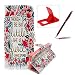 Produktbild Samsung Galaxy Core 2 Duos SM-G355H Hülle Ledertasche Schutztasche Case,Samsung Galaxy Core 2 Duos SM-G355H Bookstyle Magnet PU Leder Handytasche Hülle,Herzzer Mode Prämie [Shakespeares Zitate Muster] Weich Innere Mit Standfunktion Kartenfach Leder Schutzhülle Tasche Brieftasche Handyhülle Schutz Schale Hüllen Wallet Case Cover für Samsung Galaxy Core 2 Duos SM-G355H + 1 x Frei Rot Handy Halterung Ständer + 1 x Weinrot Touch Pen Stift Stylus