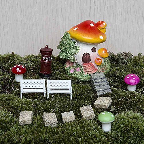 SecretRain 18 tlg.Miniatur Garten Deko Set Mini-Szene Ausschmückung Puppenstuben Pflanze Dekor als Geschenk (38 Stück) - 2