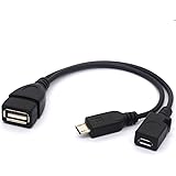 CentBest Micro USB Splitter Cable OTG Power Enhancer Cord USB 2.0 A Female to Micro USB Male and Micro 5 Pin Female Adapter Host Charging Converter(Micro Male Straight)